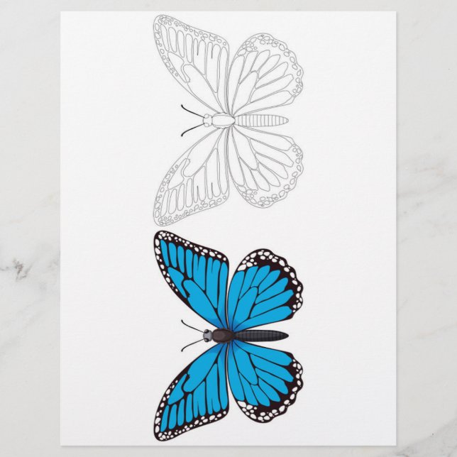 Cute Cartoon butterfly colouring page (Front)