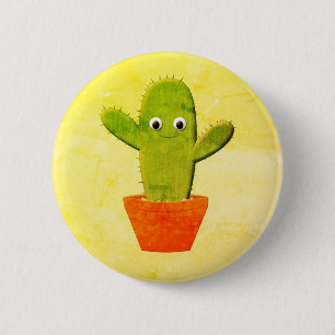Cute Cartoon Cactus Painting 2 Inch Round Button