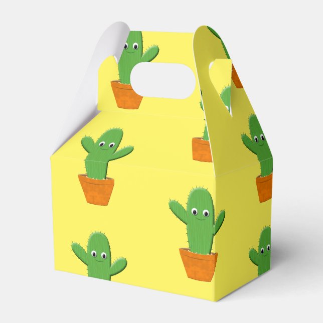 Cute Cartoon Cactus Pattern Favor Box (Front Side)