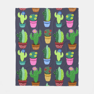 Cute Cartoon Cactus Pattern Fleece Blanket