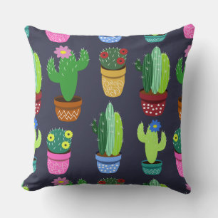 Cute Cartoon Cactus Pattern Throw Pillow