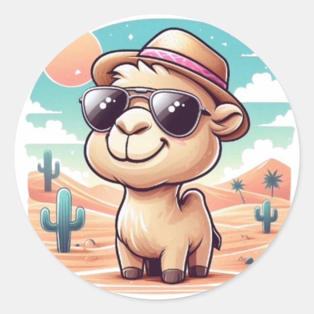 Cute Cartoon Camel Sticker - Funny Desert Adventur (Front)