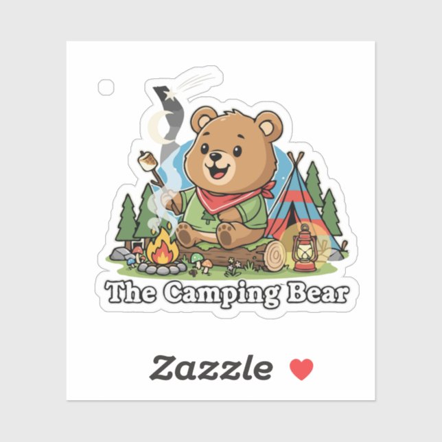Cute Cartoon Camping Bear Roasting Marshmallow (Sheet)