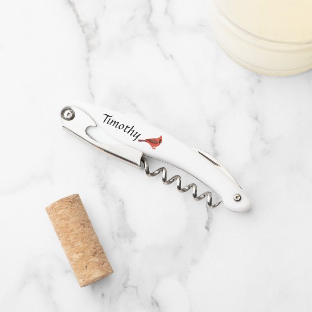 Cute Cartoon Cardinal Corkscrew (Front)