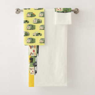 Cute Cartoon Cars Lineup Bath Towel Set
