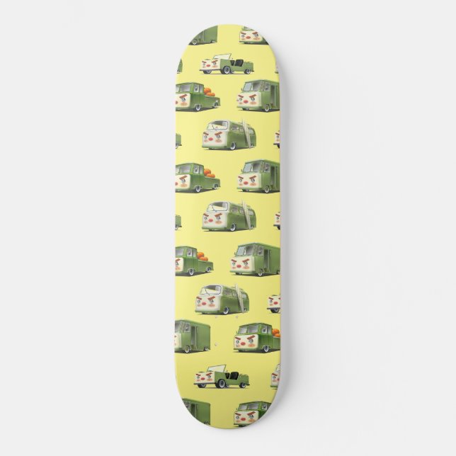 Cute Cartoon Cars Lineup Skateboard (Front)