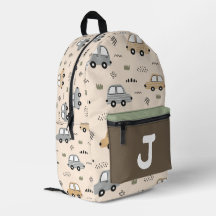 Cute Cartoon Cars Personalized Monogram Kids Backp