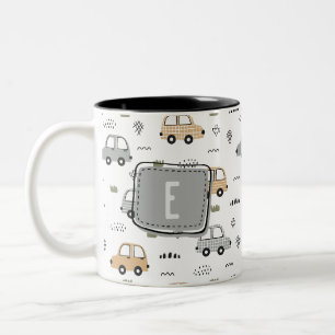 Cute Cartoon Cars Personalized Monogram Kids Mug