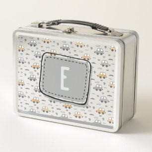 Cute Cartoon Cars Personalized Monogram Metal Lunch Box