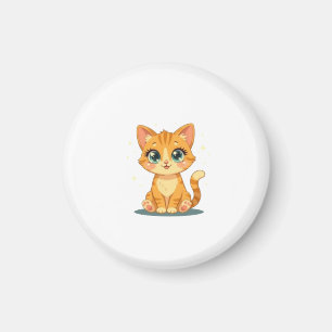 **Cute Cartoon Cat – Adorable Kitty Illustration** Magnet