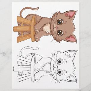 Cute cartoon cat colouring page