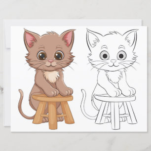 Cute cartoon cat colouring page