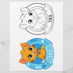 Cute Cartoon  cat colouring page