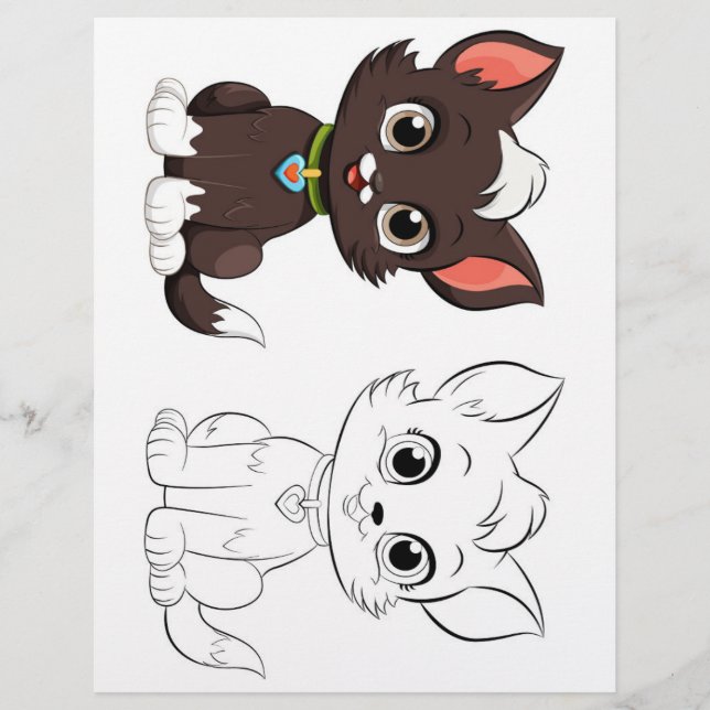 Cute Cartoon cat colouring page (Front)