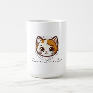 Cute Cartoon Cat Face Illustration Coffee Mug