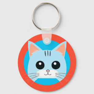 Cute Cartoon Cat Face Keychain