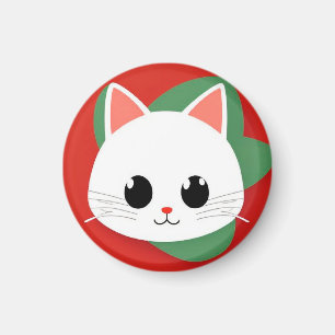 Cute Cartoon Cat Face With Bold Graphic Design Magnet