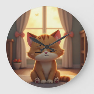 Cute cartoon cat large clock