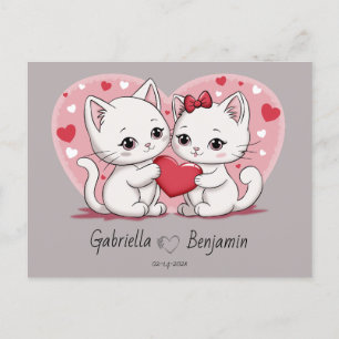 Cute Cartoon Cat Lovers Heart Valentine’s Day Postcard