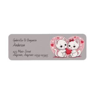 Cute Cartoon Cat Lovers Hearts Valentine’s Day