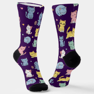 Cute Cartoon Cat Pattern Crew Socks