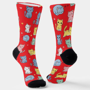 Cute Cartoon Cat Pattern Crew Socks