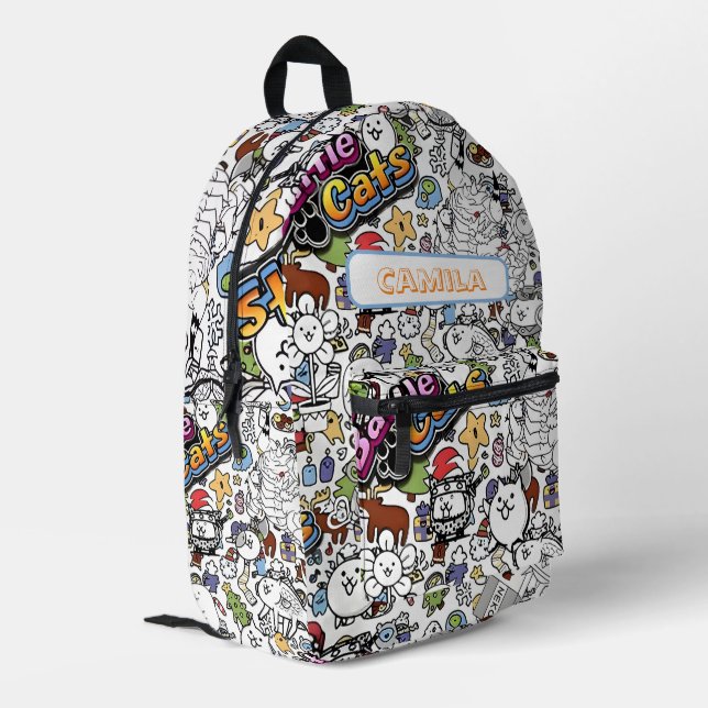 Cute Cartoon Cat Pattern Kids Backpack (Back Corner Left)