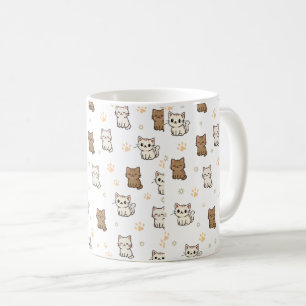 Cute Cartoon Cat Pattern Mug   Kawaii Kitty Coffee