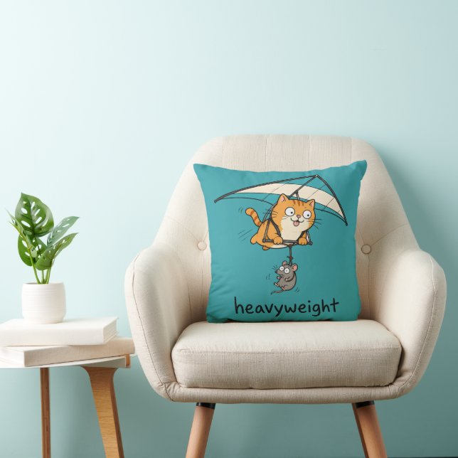 Cute Cartoon Cat Pun Design Throw Pillow (Chair)