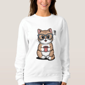 Cute Cartoon Cat Sweatshirt – Funny Cozy Cat 