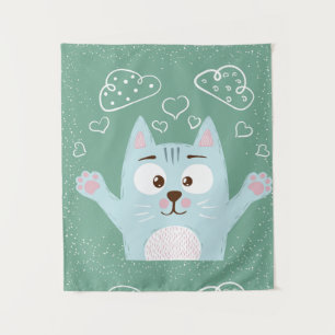 Cute Cartoon Cat Tapestry