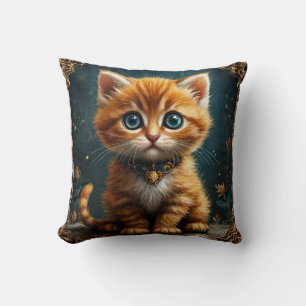 Cute cartoon cat throw pillow
