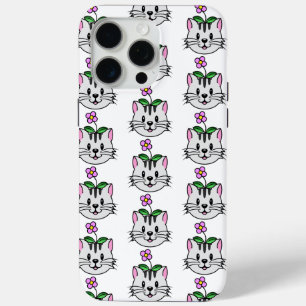 Cute Cartoon Cat with a Flower on Its Head iPhone 15 Pro Max Case
