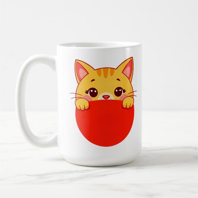 Cute Cartoon Cat with Bright Colours Coffee Mug (Left)