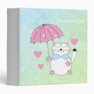Cute cartoon cat with umbrella binder