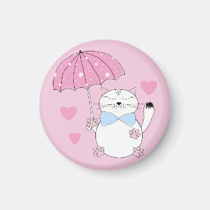 Cute cartoon cat with umbrella magnet
