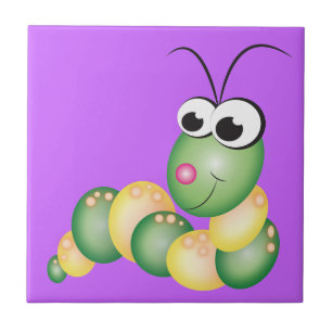 Cute Cartoon Caterpillar Tile