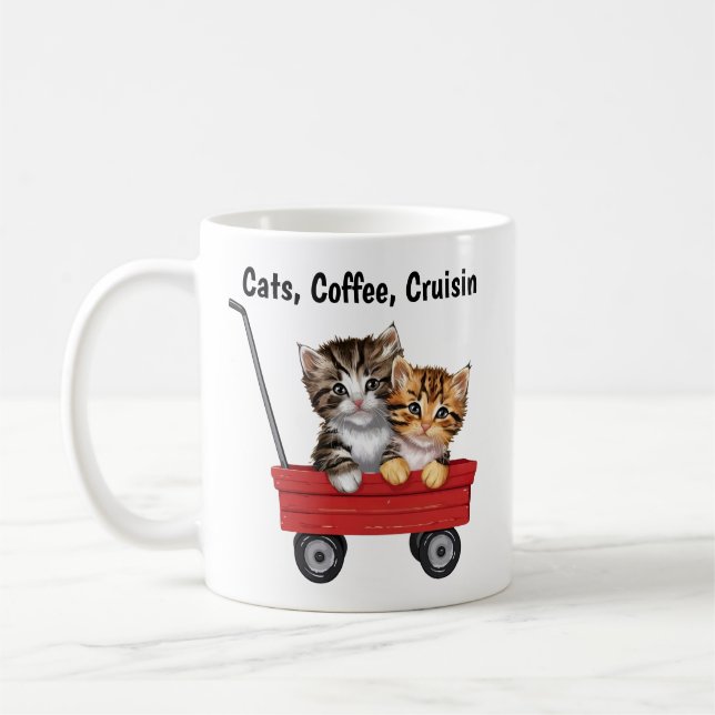 Cute Cartoon Cats Coffee Mug (Left)