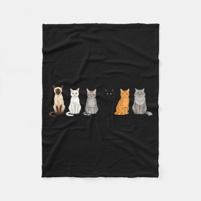 Cute Cartoon Cats For Cat Lovers Funny Cat Breed  Fleece Blanket (Front)