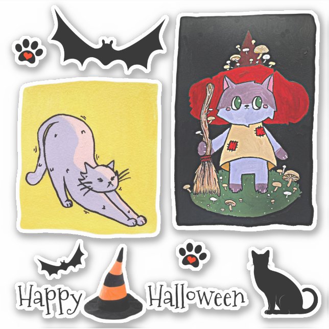 Cute Cartoon Cats Halloween Group (Front)