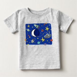 Cute Cartoon Cats In Space Baby T-Shirt