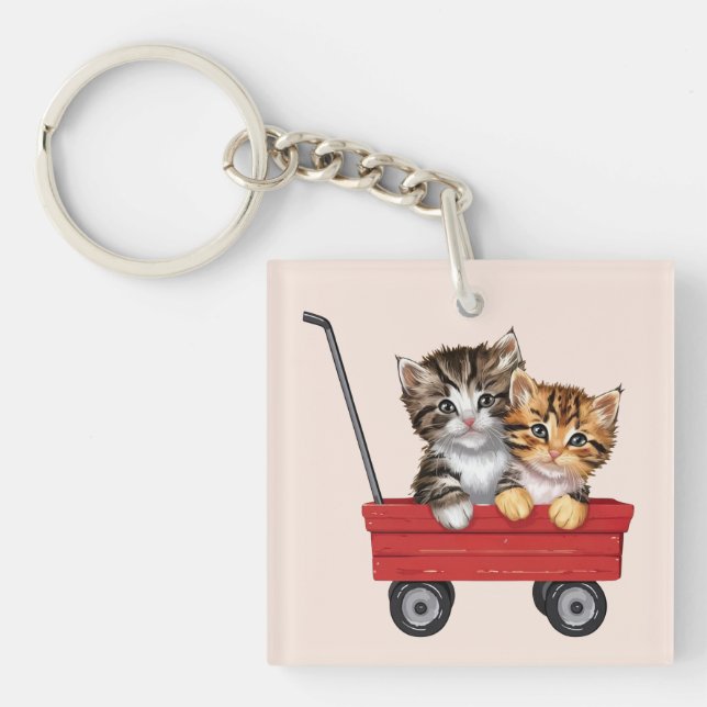 Cute Cartoon Cats Keychain (Front)