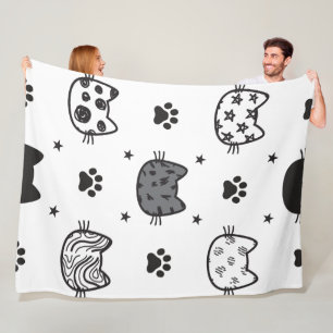 Cute cartoon Cats Seamless Pattern Fleece Blanket