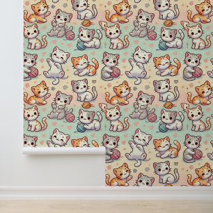 Cute Cartoon Cats Wallpaper – Kawaii Cat Pattern