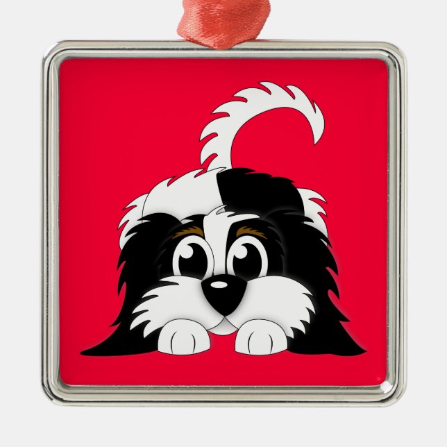 Cute Cartoon Cavachon Metal Ornament (Front)