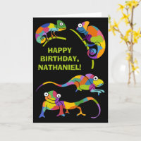 Cute Cartoon Chameleons Personalized Birthday