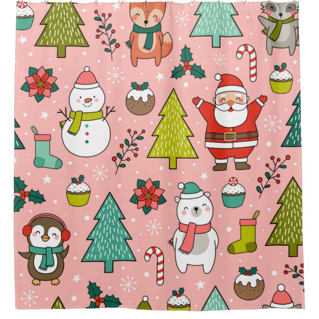 Cute cartoon character, pine trees and christmas e (Front)