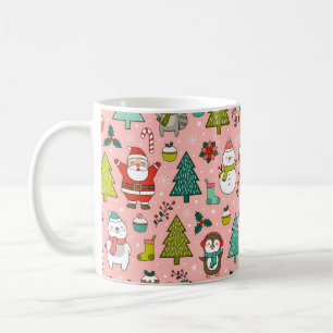 Cute cartoon character, pine trees and christmas e coffee mug
