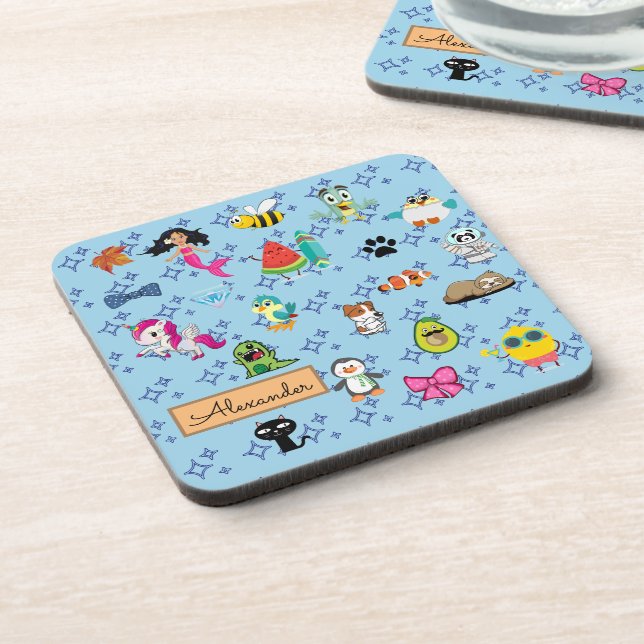 Cute Cartoon Characters Pattern For Kids Coaster (Left Side)