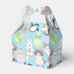 Cute Cartoon characters pattern L Blue BG Favor Box
